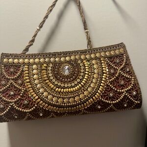 HOT DEAL - Gold\Brown Beaded Clutch  &  Faux jacket combo